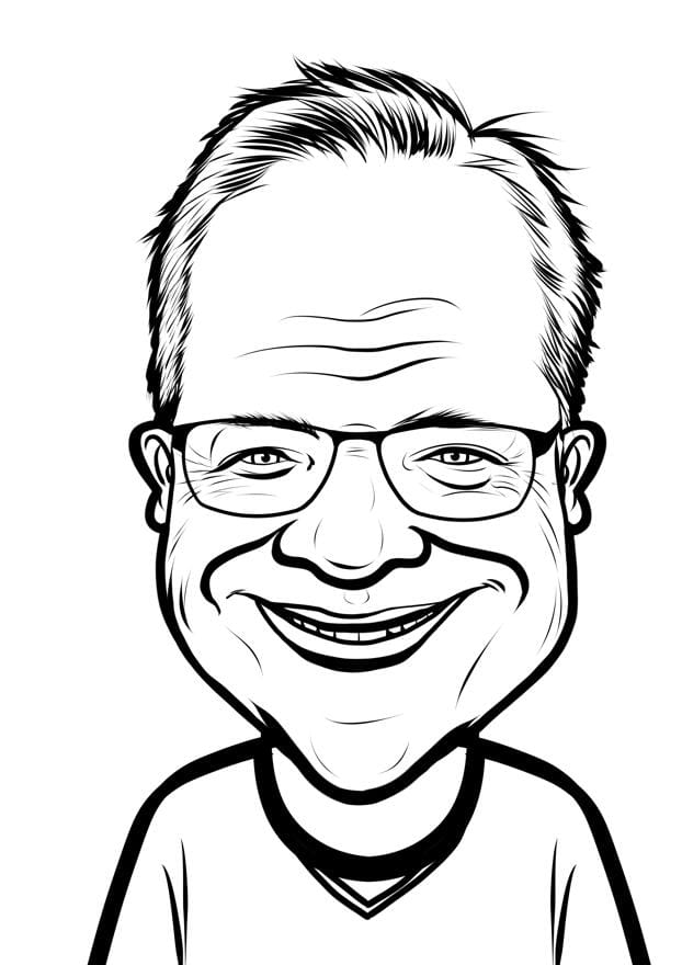 person funny exaggerated caricature in outline style from your photos 7