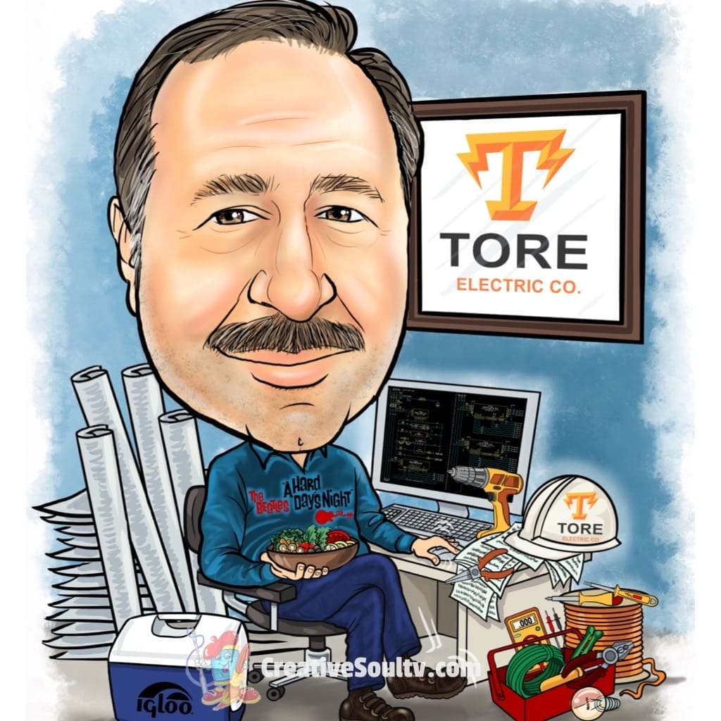Cartoonish office scene with tools.