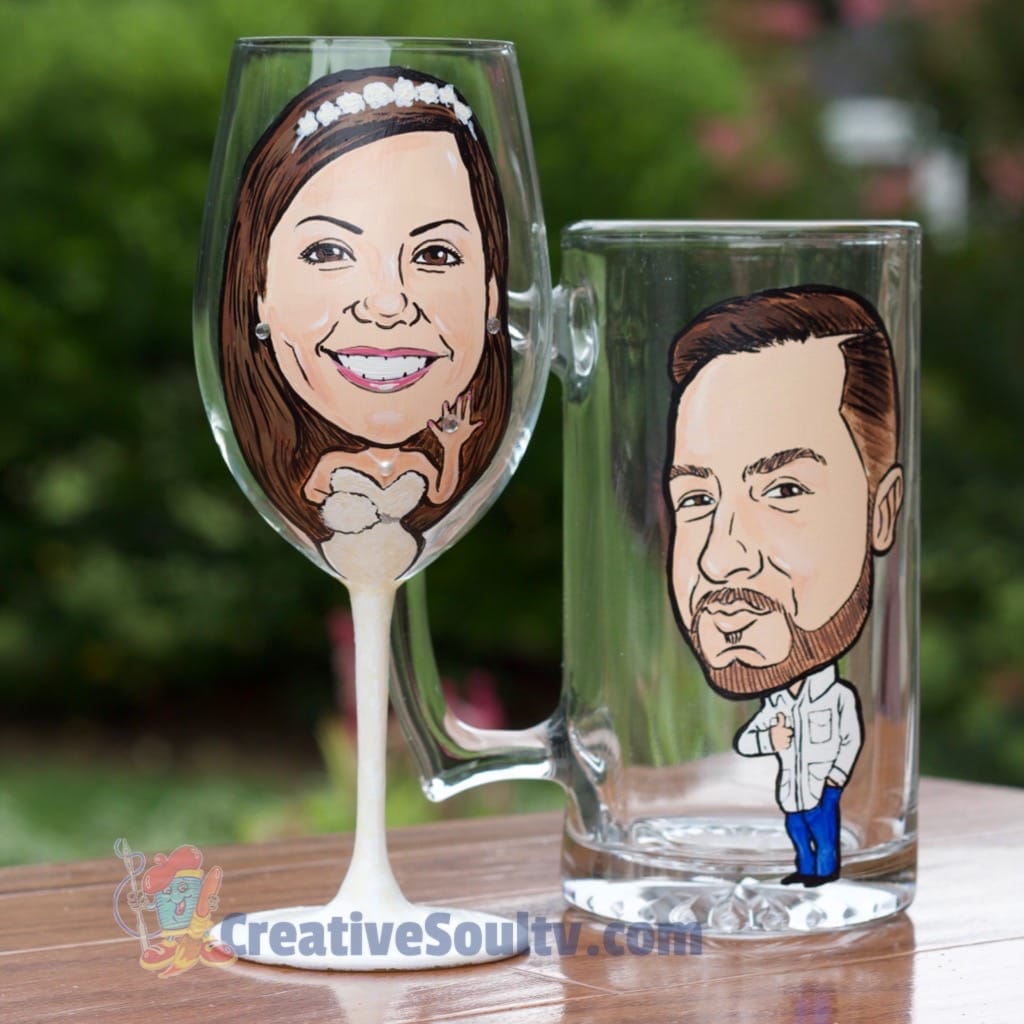Humorous cartoon character drinkware set