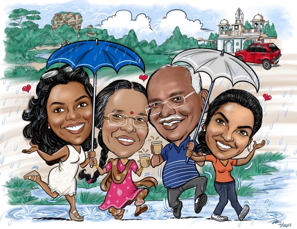 Family enjoying a rainy day together.