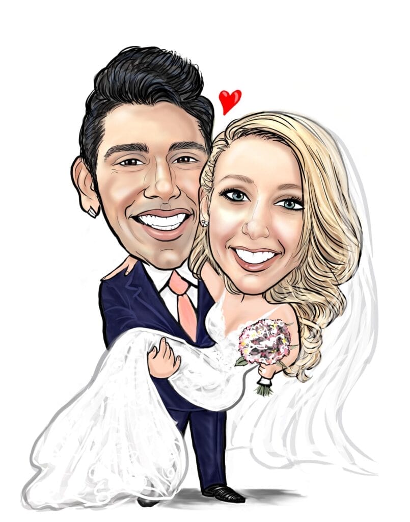 Caricature of a wedding couple